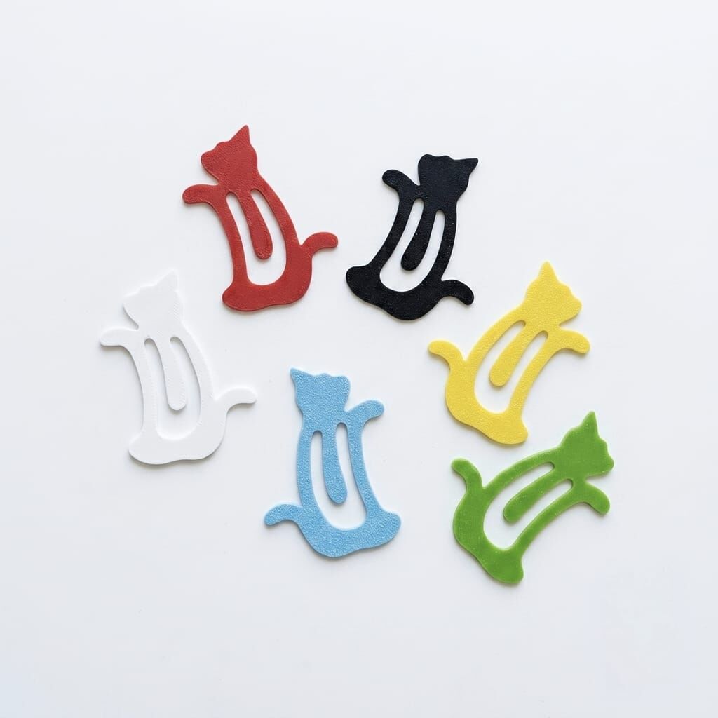 Kedi Kitap Ayracı | 3D Baskı Renkli Kedi Figürlü 6'lı Set